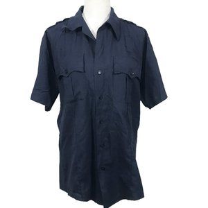 Deputy Navy Blue Short Sleeve Button Down Shirt  Women M